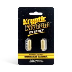 kryptic kratom mitragyna speciosa botanical extract extract capsules 2 count 500 mg front 2048x2048